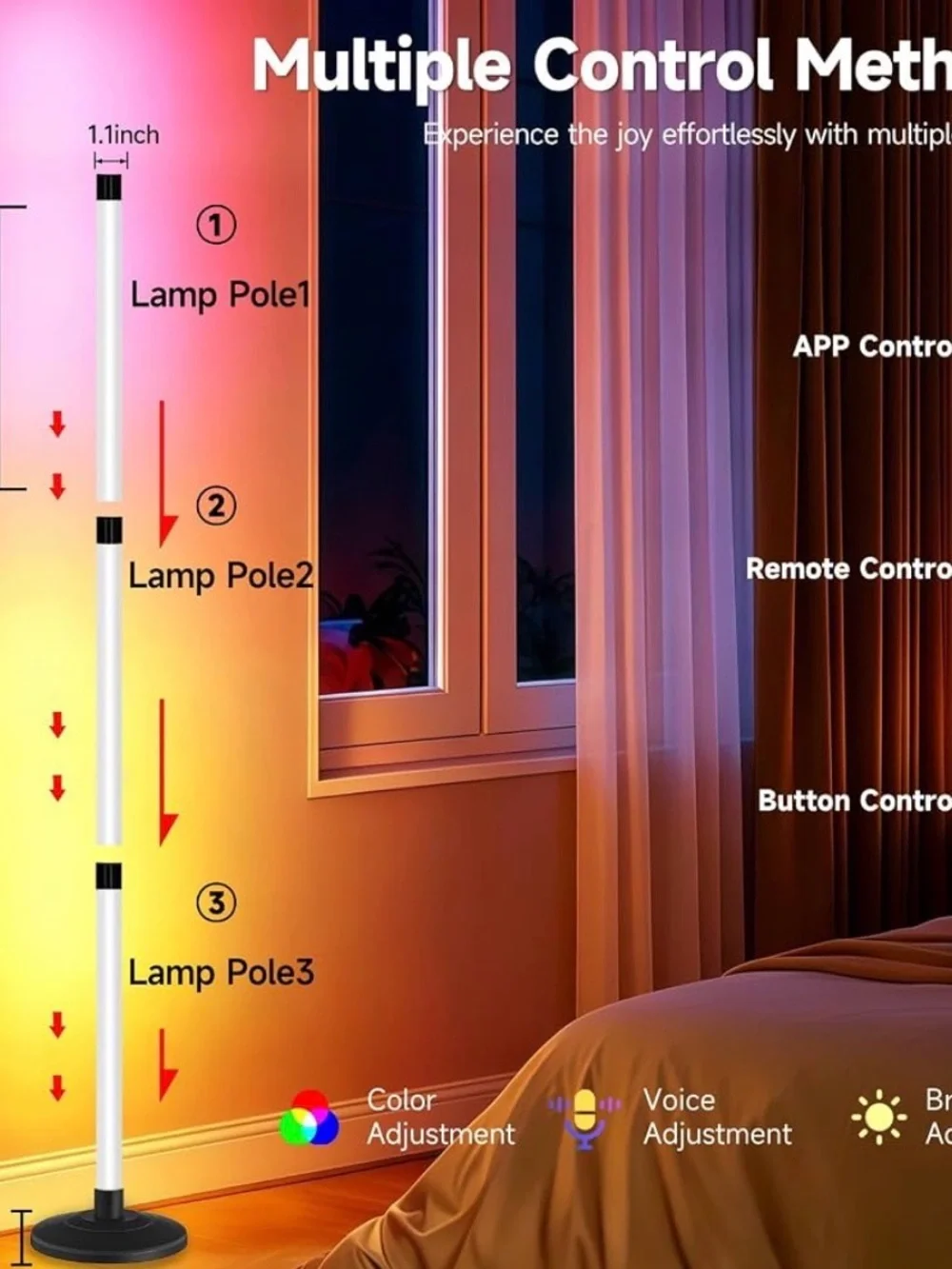 LED Ambient TV Backlight & Floor Lamp - Multicolor